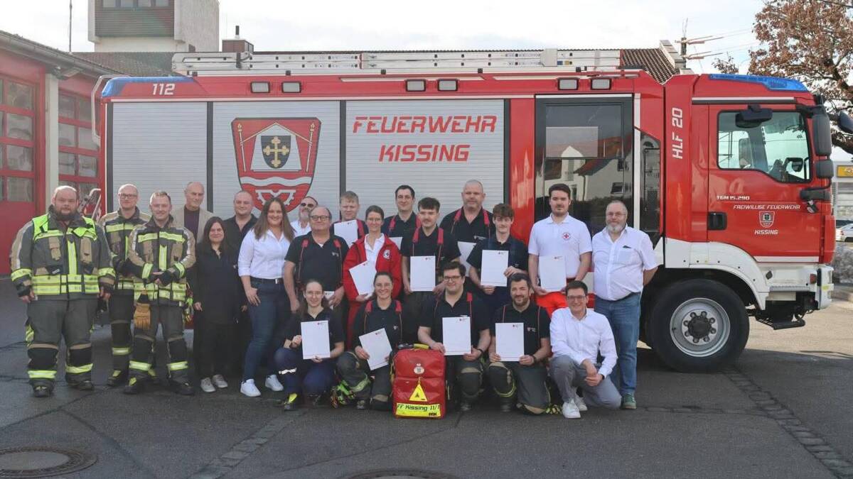 Sanitätsausbildung bei der Feuerwehr Kissing